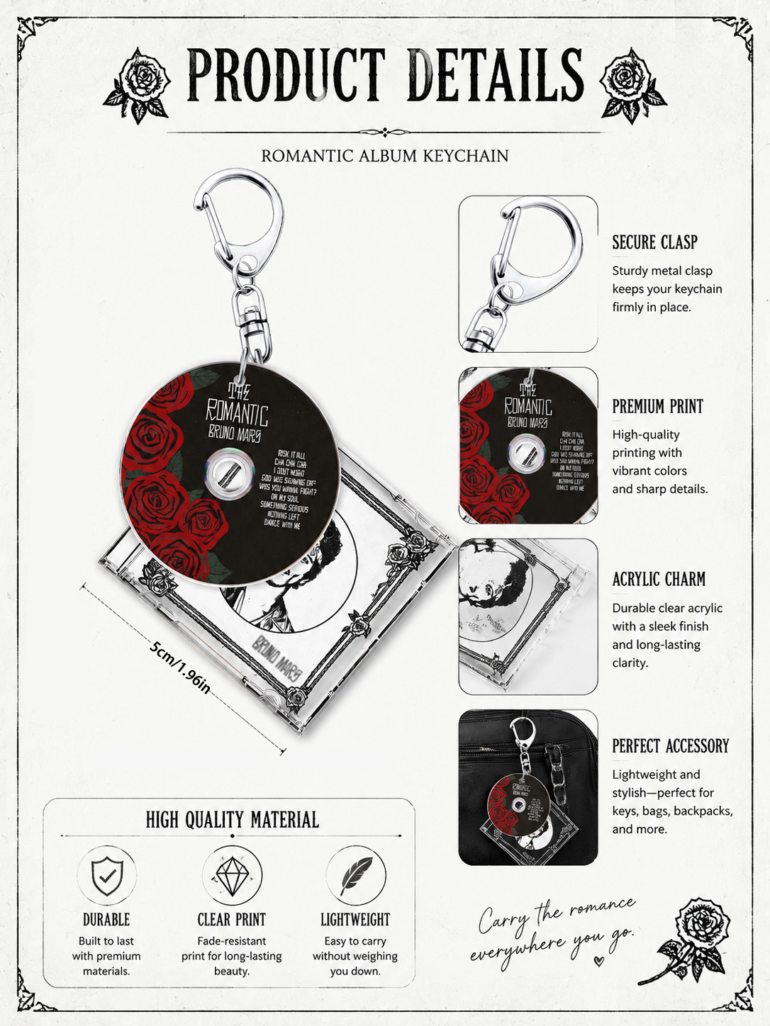 Bruno Keychain，The Romantic，Ma - đánh giá và giá Carabiner Keychain