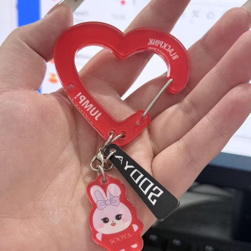 Black Pink Lovely Acrylic Fan‑ - đánh giá và giá Carabiner Keychain
